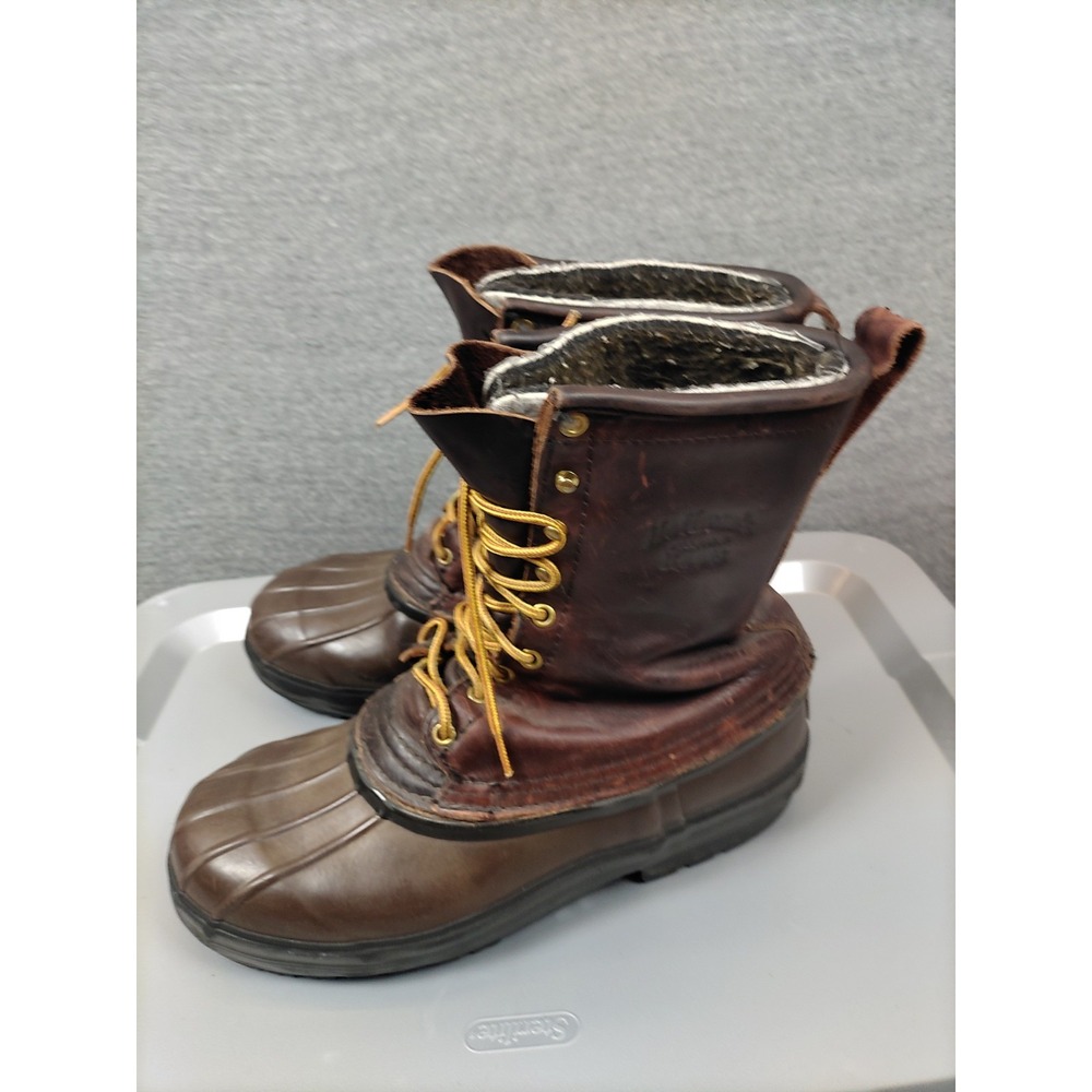 Hoffman Mens Boots 10 Brown Leather Lineman Climbing Felt Liner USA Made Work